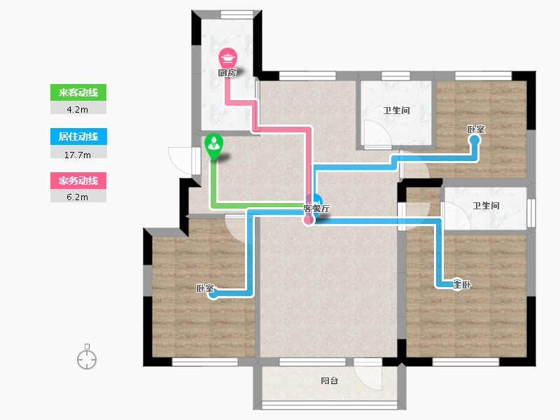 吉林省-吉林市-泊逸·天玺甲第-77.55-户型库-动静线