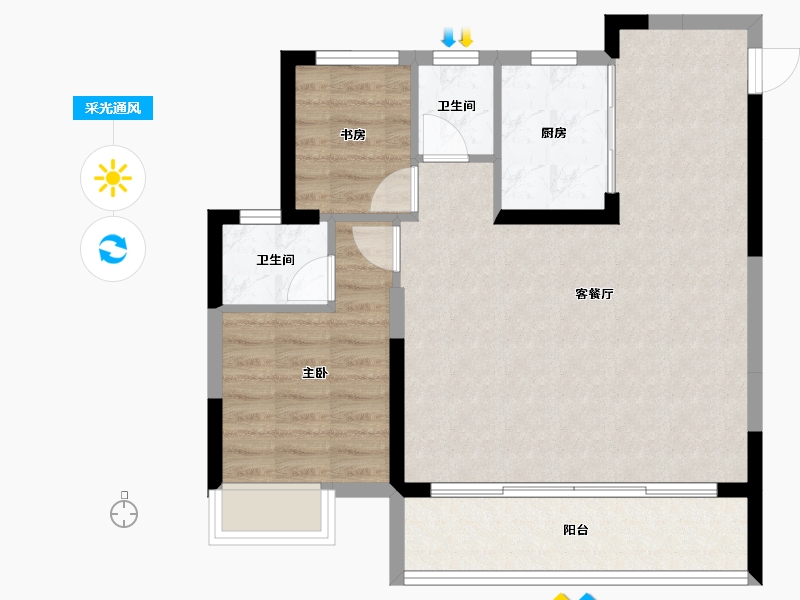 安徽省-淮南市-硕新·公元首府-72.59-户型库-采光通风