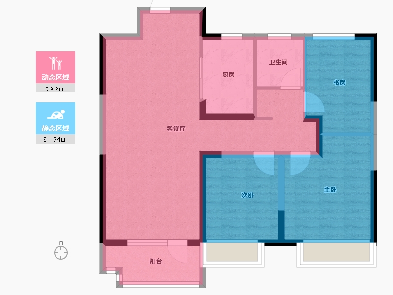 山东省-德州市-禹城金辰天悦壹品-83.86-户型库-动静分区