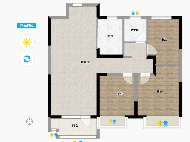 山东省-德州市-禹城金辰天悦壹品-83.86-户型库-采光通风