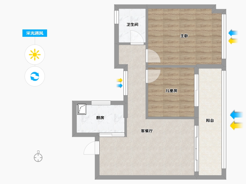 湖北省-武汉市-天屿湖-90.00-户型库-采光通风