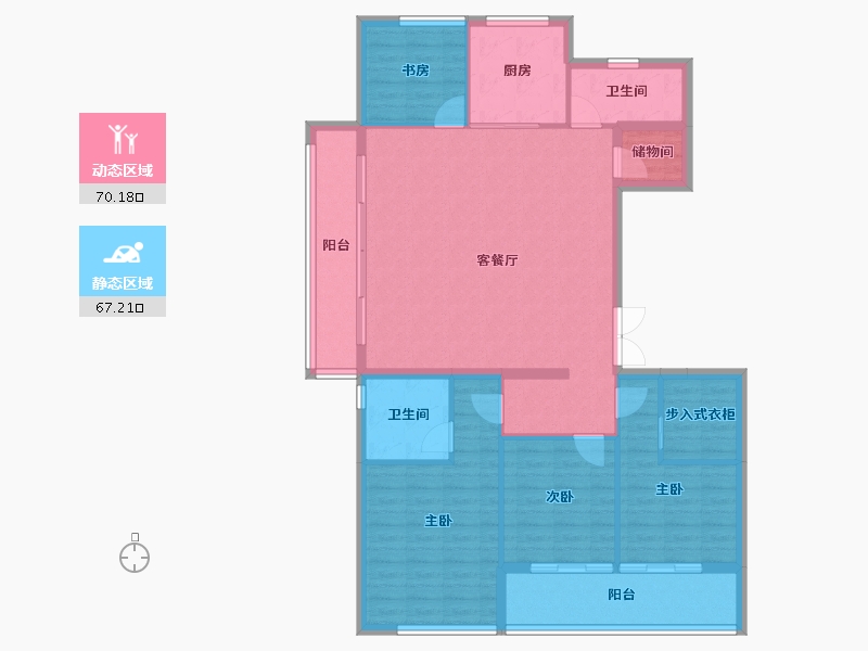 浙江省-宁波市-绿城春熙潮鸣-125.23-户型库-动静分区