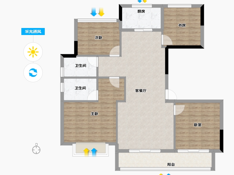 浙江省-丽水市-美林松州华庭-103.60-户型库-采光通风