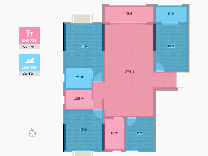 云南省-红河哈尼族彝族自治州-西湖1901-113.09-户型库-动静分区