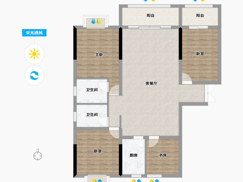 云南省-红河哈尼族彝族自治州-西湖1901-113.09-户型库-采光通风