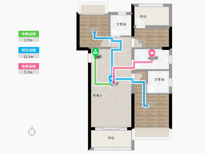 福建省-漳州市-大唐三木印象西湖-71.29-户型库-动静线