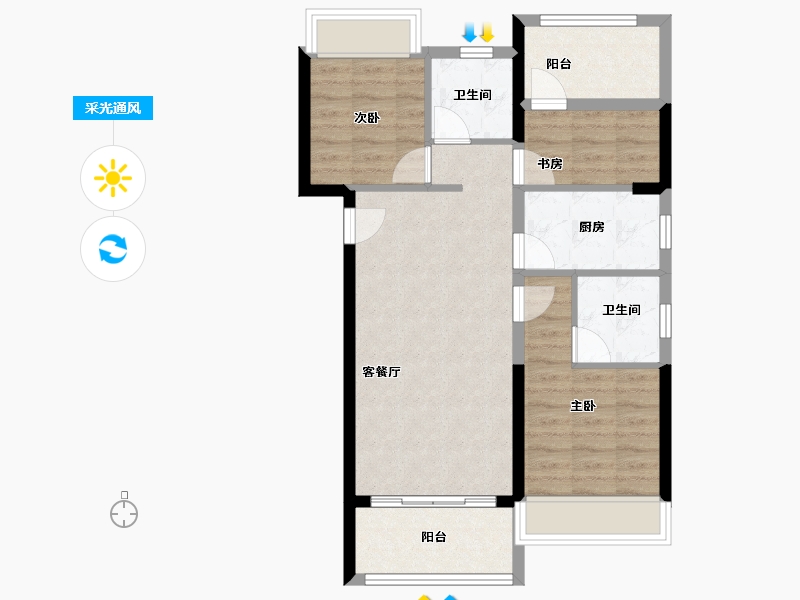 福建省-漳州市-大唐三木印象西湖-71.29-户型库-采光通风