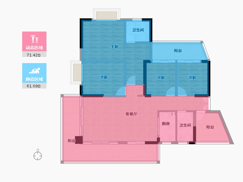 贵州省-贵阳市-贵高速花溪26-119.73-户型库-动静分区