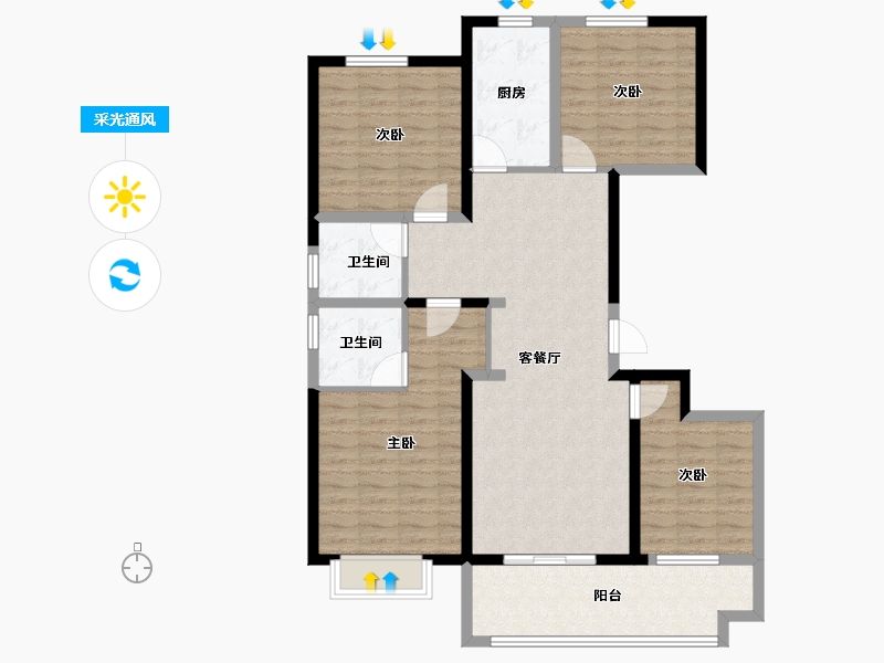 山东省-聊城市-星光珺园-114.40-户型库-采光通风