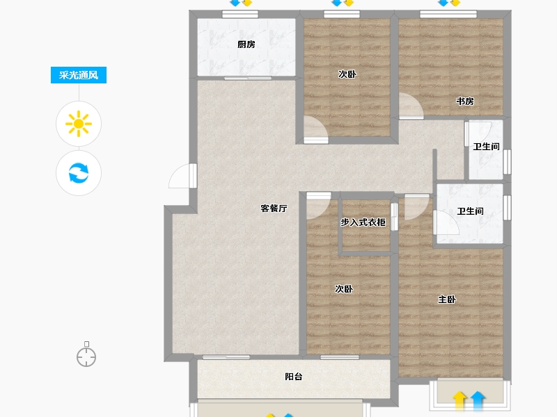 山东省-聊城市-孟达颐和嘉苑-112.20-户型库-采光通风