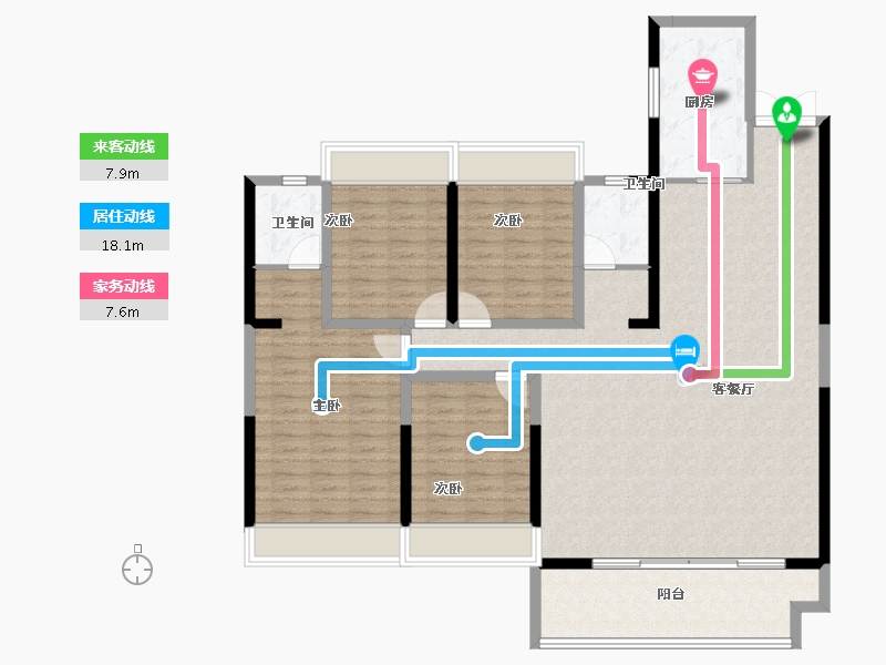 安徽省-芜湖市-万华·南湖春晓-137.32-户型库-动静线