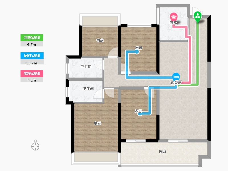 安徽省-芜湖市-万华·南湖春晓-112.96-户型库-动静线