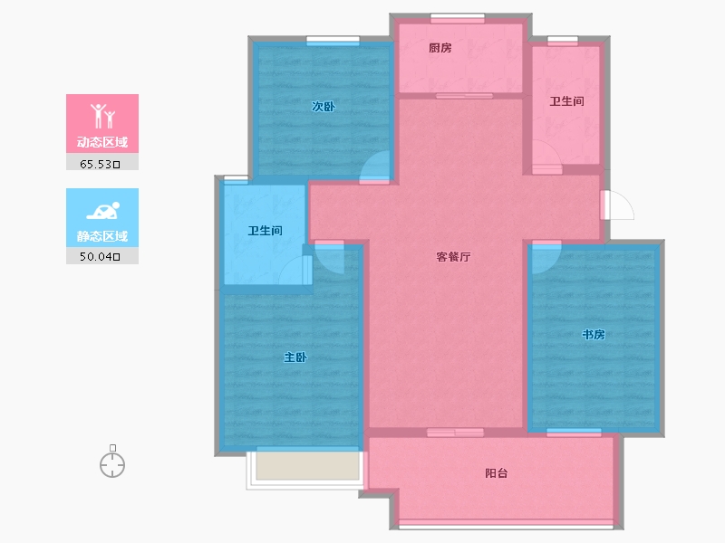 山东省-聊城市-孟达颐和嘉苑-102.90-户型库-动静分区