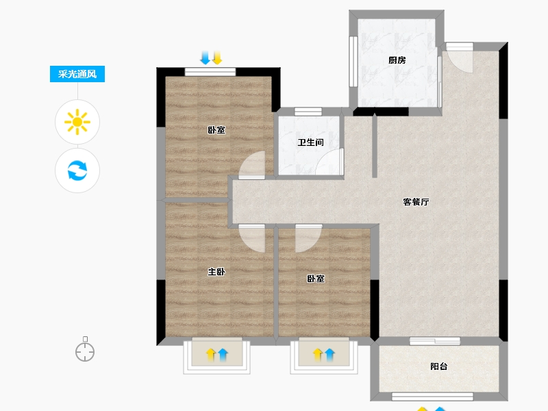 江西省-吉安市-阳光城·翡丽水岸-80.80-户型库-采光通风