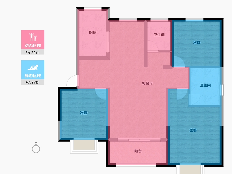 河北省-邯郸市-荣科金水苑-96.16-户型库-动静分区