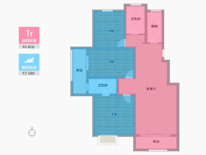 河南省-安阳市-新城国际六期东湖-104.66-户型库-动静分区