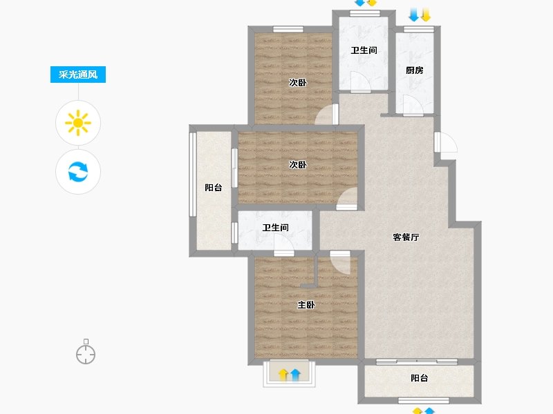 河南省-安阳市-新城国际六期东湖-104.66-户型库-采光通风