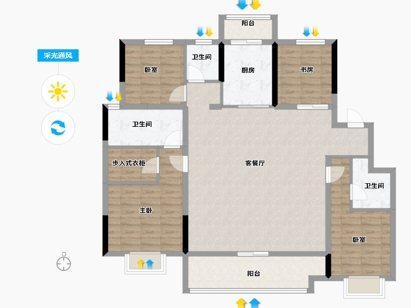 陕西省-安康市-中梁宸院-128.00-户型库-采光通风