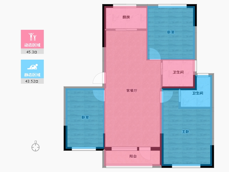 吉林省-吉林市-泊逸·天玺甲第-79.78-户型库-动静分区