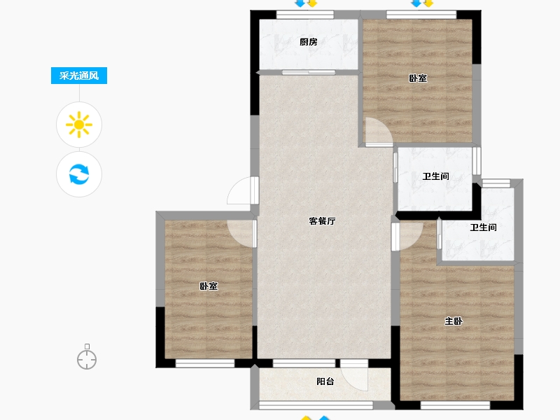 吉林省-吉林市-泊逸·天玺甲第-79.78-户型库-采光通风