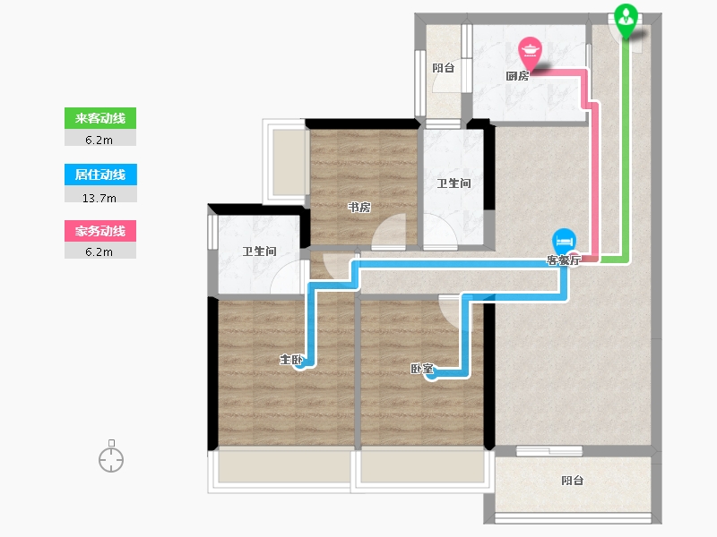 广东省-云浮市-罗定碧桂园天悦湾-80.17-户型库-动静线