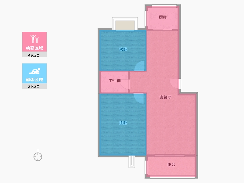 陕西省-西安市-西苑小区-65.00-户型库-动静分区