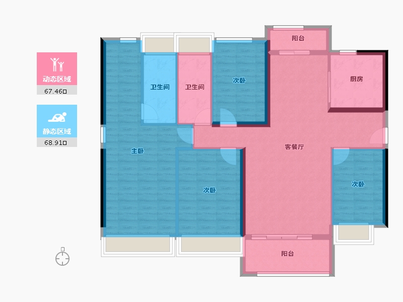 广东省-云浮市-罗定碧桂园天悦湾-123.69-户型库-动静分区