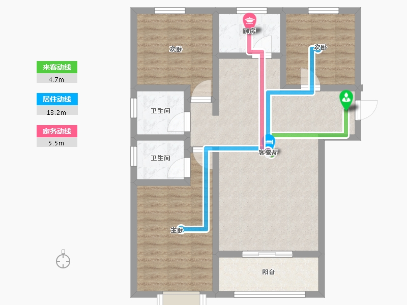 陕西省-咸阳市-华宇·壹号公馆-82.26-户型库-动静线