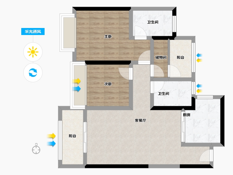 广东省-肇庆市-华润置地观山悦园-75.25-户型库-采光通风