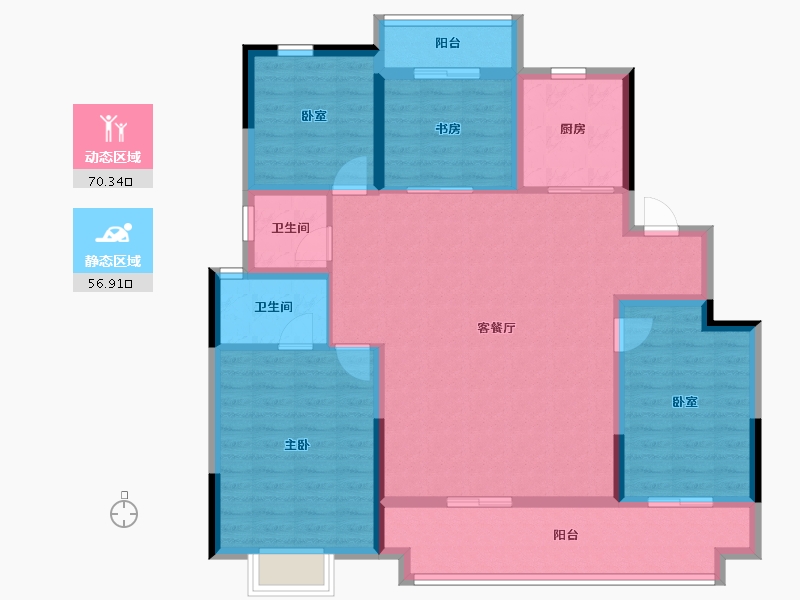 陕西省-安康市-中梁宸院-114.40-户型库-动静分区