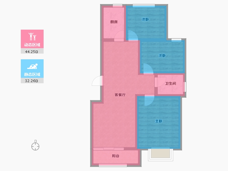 陕西省-咸阳市-华宇·壹号公馆-67.35-户型库-动静分区