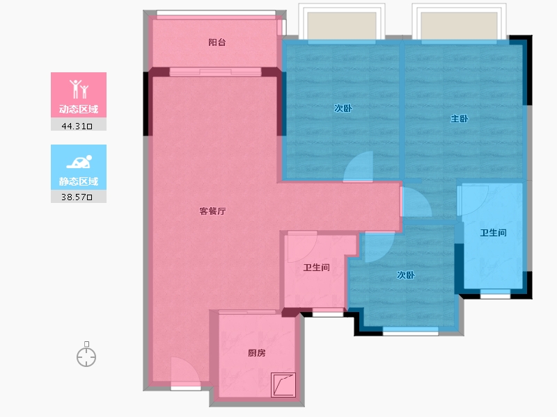 浙江省-金华市-万家风华-80.00-户型库-动静分区