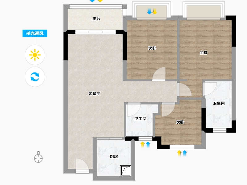 浙江省-金华市-万家风华-80.00-户型库-采光通风