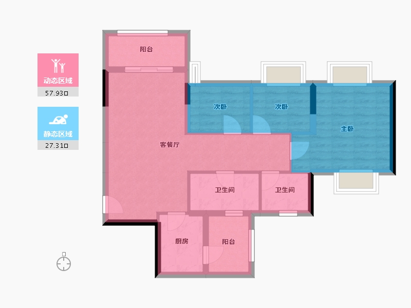 广西壮族自治区-桂林市-龙光御学府-75.89-户型库-动静分区