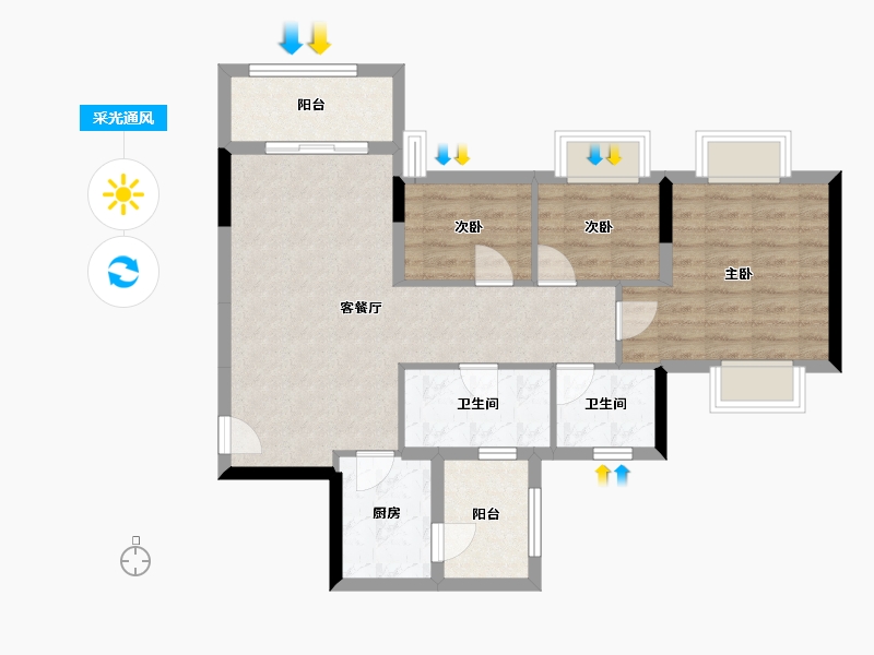 广西壮族自治区-桂林市-龙光御学府-75.89-户型库-采光通风