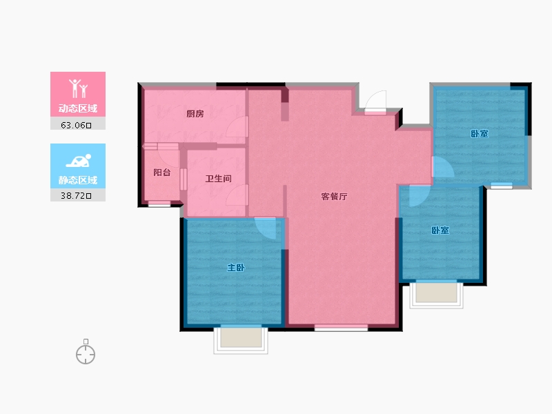 内蒙古自治区-包头市-包头恒大学府-92.00-户型库-动静分区