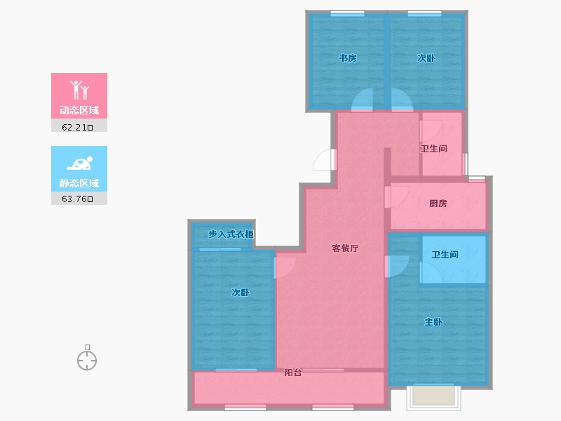 山东省-聊城市-孟达中央帝景-112.80-户型库-动静分区