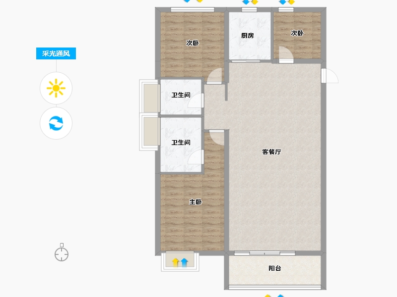 山西省-长治市-顶秀山居-110.17-户型库-采光通风