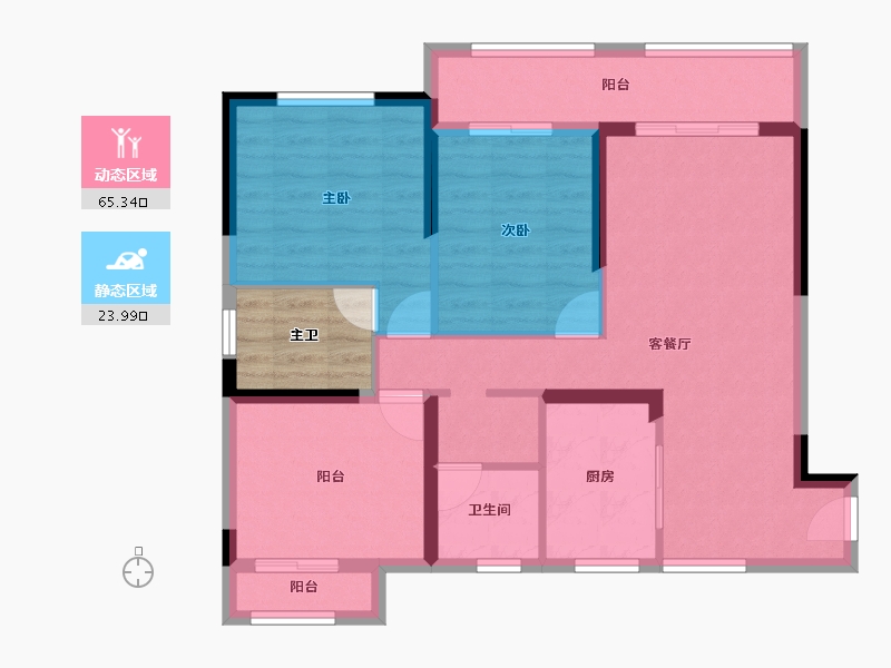 广西壮族自治区-来宾市-龙峰·翠屏御花苑-84.01-户型库-动静分区