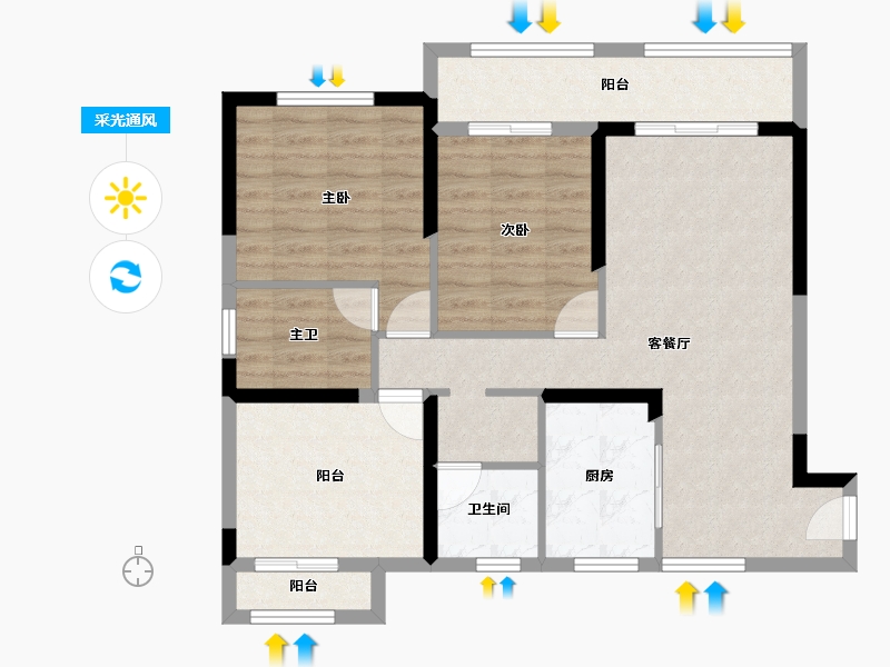 广西壮族自治区-来宾市-龙峰·翠屏御花苑-84.01-户型库-采光通风