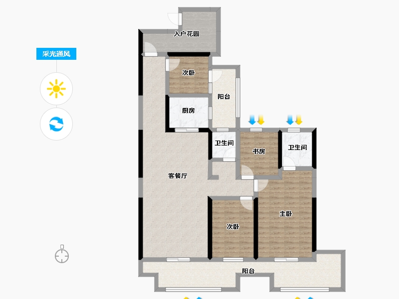 湖南省-永州市-永城·滨江尚品-132.67-户型库-采光通风