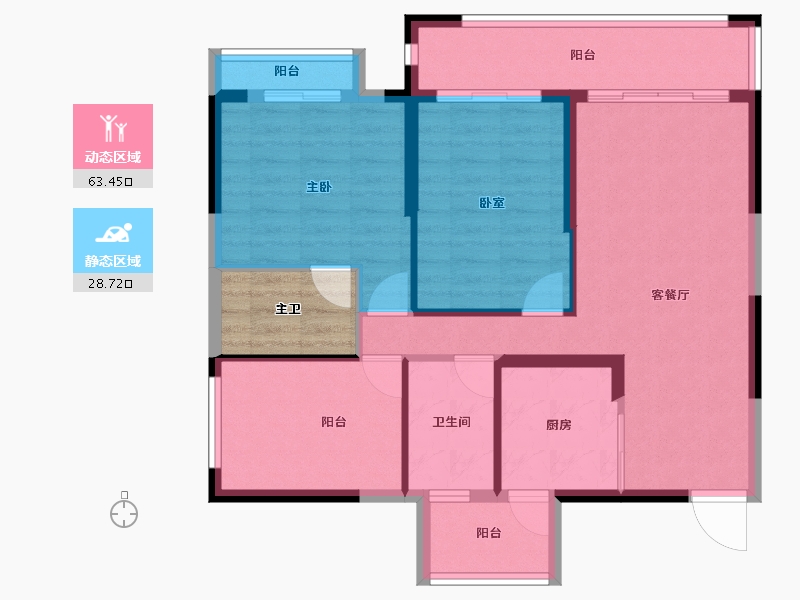 广西壮族自治区-来宾市-龙峰·翠屏御花苑-86.98-户型库-动静分区