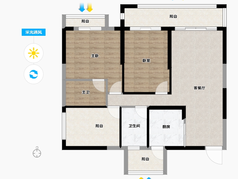 广西壮族自治区-来宾市-龙峰·翠屏御花苑-86.98-户型库-采光通风