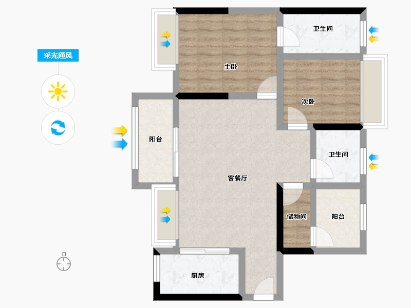 广东省-肇庆市-华润置地观山悦园-74.34-户型库-采光通风