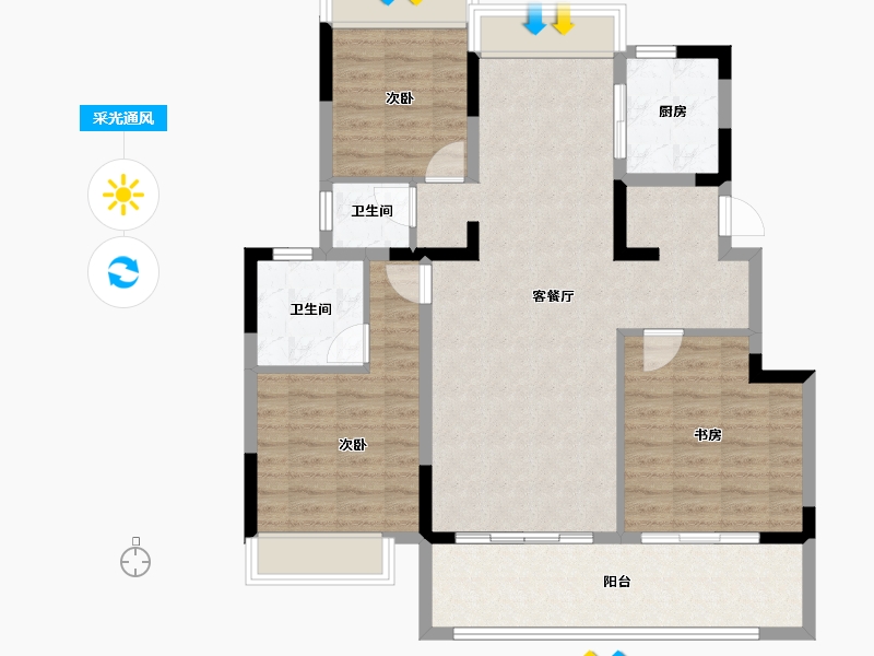 安徽省-滁州市-祥生未来樾-99.69-户型库-采光通风