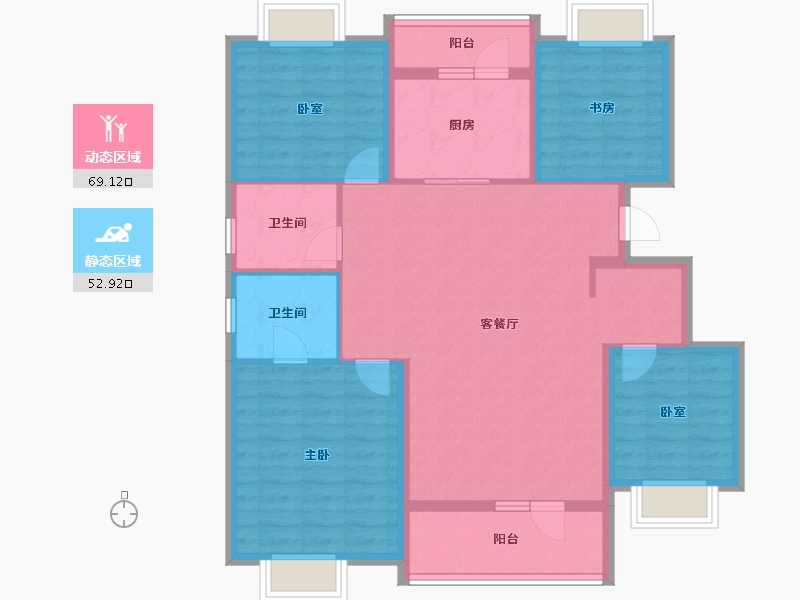 辽宁省-辽阳市-保利大河源著-109.60-户型库-动静分区