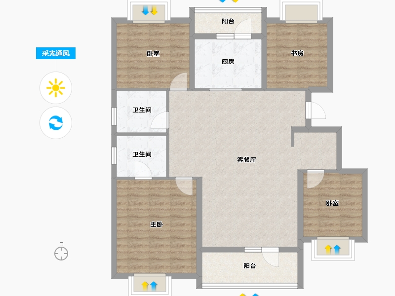 辽宁省-辽阳市-保利大河源著-109.60-户型库-采光通风