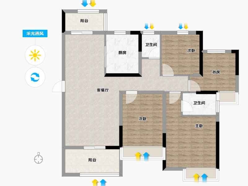 江苏省-淮安市-明发金色水岸-114.40-户型库-采光通风