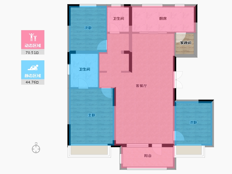 吉林省-吉林市-万科滨江九里二期-132.00-户型库-动静分区