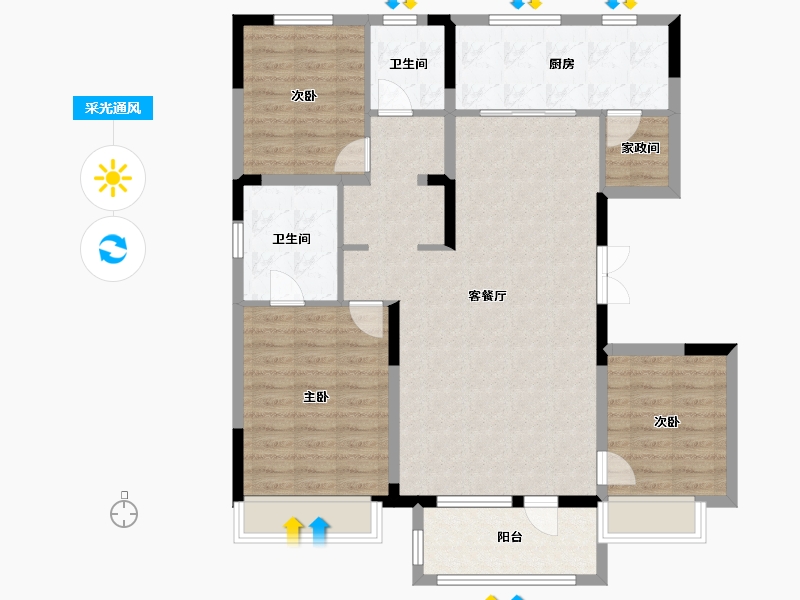 吉林省-吉林市-万科滨江九里二期-132.00-户型库-采光通风